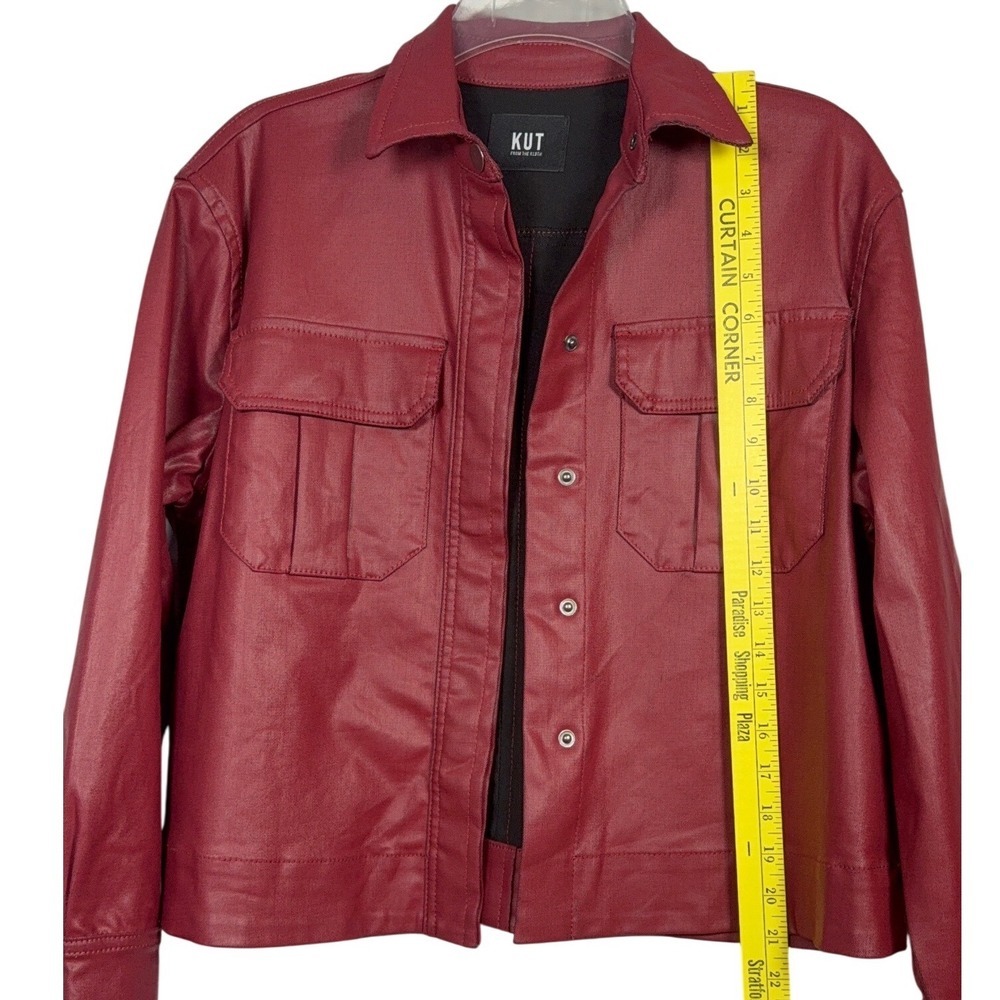 KUT from the Kloth Remy Jacket, Faux Red Leather Jacket, Relaxed Fit, Size Small - Picture 6 of 9